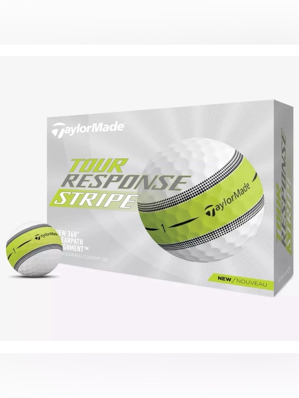 TaylorMade Tour Response Stripe Golf Balls - White with Lime Stripe